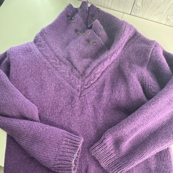 Vintage Eddie Bauer USA Sweater Women's Purple Shetland Wool Medium  Gorpcore - Picture 4 of 9
